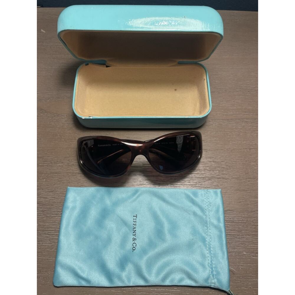 Vintage Tiffany & Co TF4012-B Sunglasses Havana Brown Rhinestone Italy AS IS